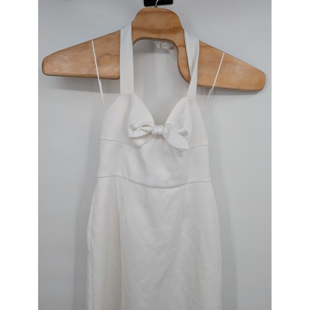 Trina Turk Women's White Halter bow front textured mini Manti‎ dress sz 8